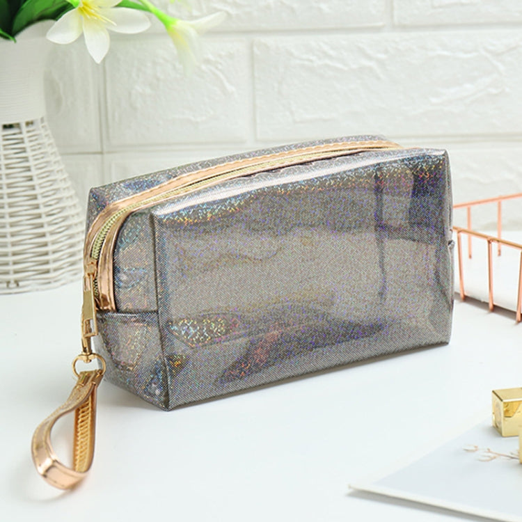 PVC Laser Transparent Portable Cosmetic Bag Travel Toiletry Bag(Black) - Storage Boxes by PMC Jewellery | Online Shopping South Africa | PMC Jewellery