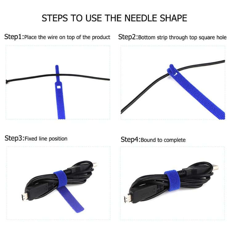 50 PCS Needle Shape Self-adhesive Data Cable Organizer Colorful Bundles 12 x 145mm(Black) - Cable Organizer by PMC TechLife | Online Shopping South Africa | PMC TechLife