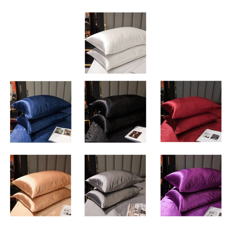 2 Pairs Ice Silk Pillowcase Home Textile Bedding, Size: 50x75cm(Black) - free shipping - PMC TechLife - Order now!