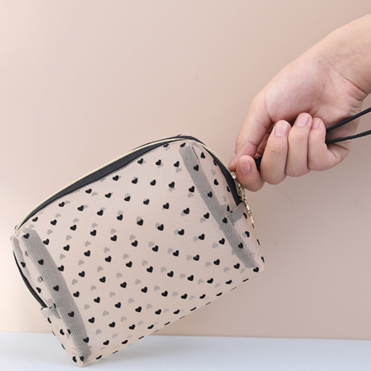 Flocking Love Mesh Portable Cosmetic Bag, Style: Flat - Storage Boxes by PMC Jewellery | Online Shopping South Africa | PMC Jewellery