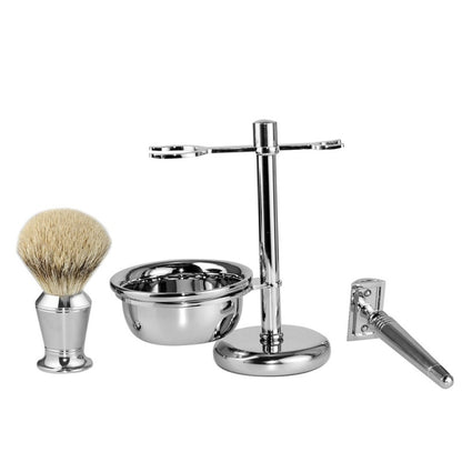 Men Manual Vintage Metal Shaver Stand Set(Silver) - Manual Razor by PMC Jewellery | Online Shopping South Africa | PMC Jewellery