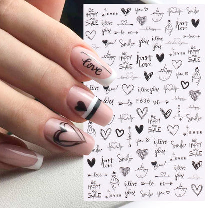 10 PCS Cartoon Heart Letters Comic Character Nail Art Sticker 3D Adhesive Nail Stickers(F639) - Nail Stickers by PMC Jewellery | Online Shopping South Africa | PMC Jewellery