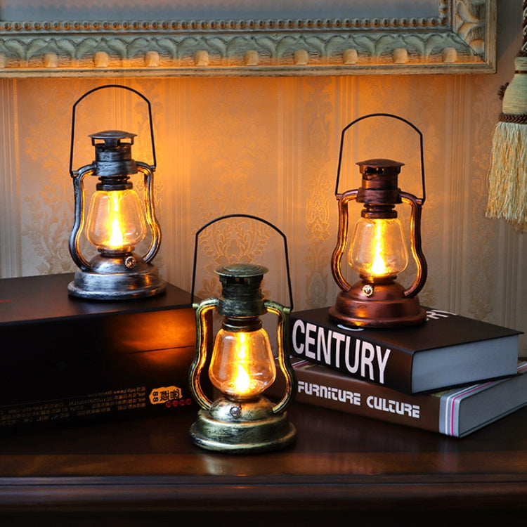 200802 Retro Solar Kerosene Lamp Shape Handheld Lamp Home Decor Flame Lamp(Rusty) - With Solar Panel by PMC Jewellery | Online Shopping South Africa | PMC Jewellery