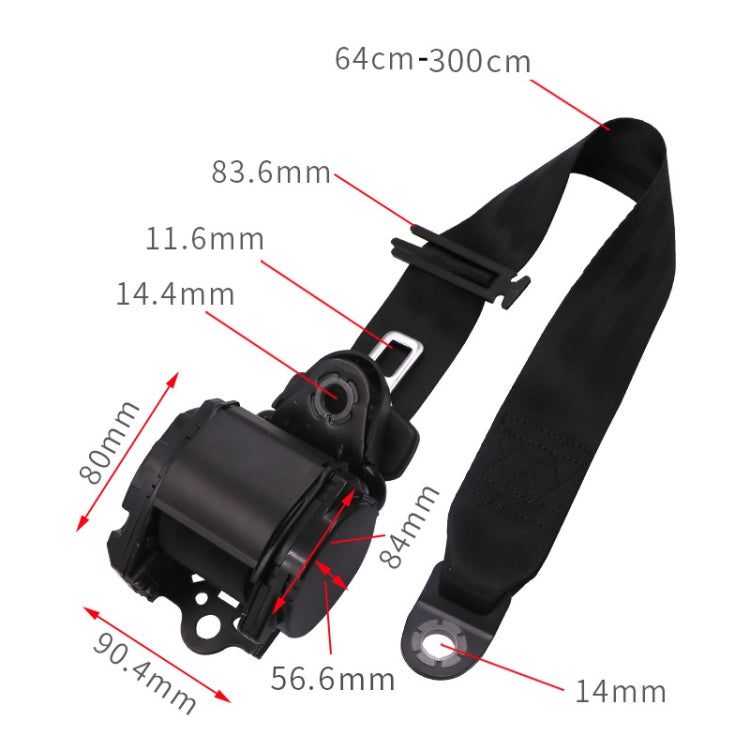 Universal 3-point Car Retrofit Seat Belt With Emergency Locking(Braided Straps) - Seat Belts & Padding by PMC TechLife | Online Shopping South Africa | PMC TechLife