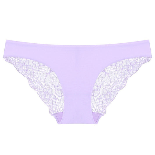 606 3pcs Sexy Lace One-piece Perspective Low-waist Ladies Underwear, Size: S(Light Purple) - Ladies Underwear by PMC Jewellery | Online Shopping South Africa | PMC Jewellery