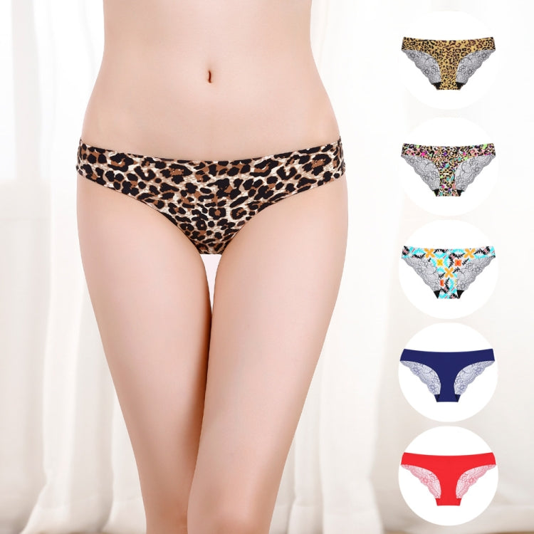 606 3pcs Sexy Lace One-piece Perspective Low-waist Ladies Underwear, Size: XL(Colorful Leopard) - Ladies Underwear by PMC Jewellery | Online Shopping South Africa | PMC Jewellery