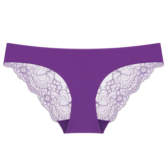 606 3pcs Sexy Lace One-piece Perspective Low-waist Ladies Underwear, Size: L(Deep Purple) - Ladies Underwear by PMC Jewellery | Online Shopping South Africa | PMC Jewellery