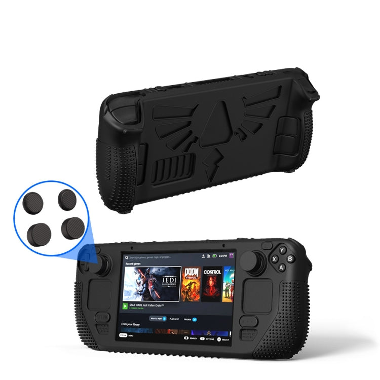 For Steam Deck V V4-1 Pocket Consoles Silicone Non-slip Protective Case with Holder Function(Black) - Accessories by PMC TechLife | Online Shopping South Africa | PMC TechLife