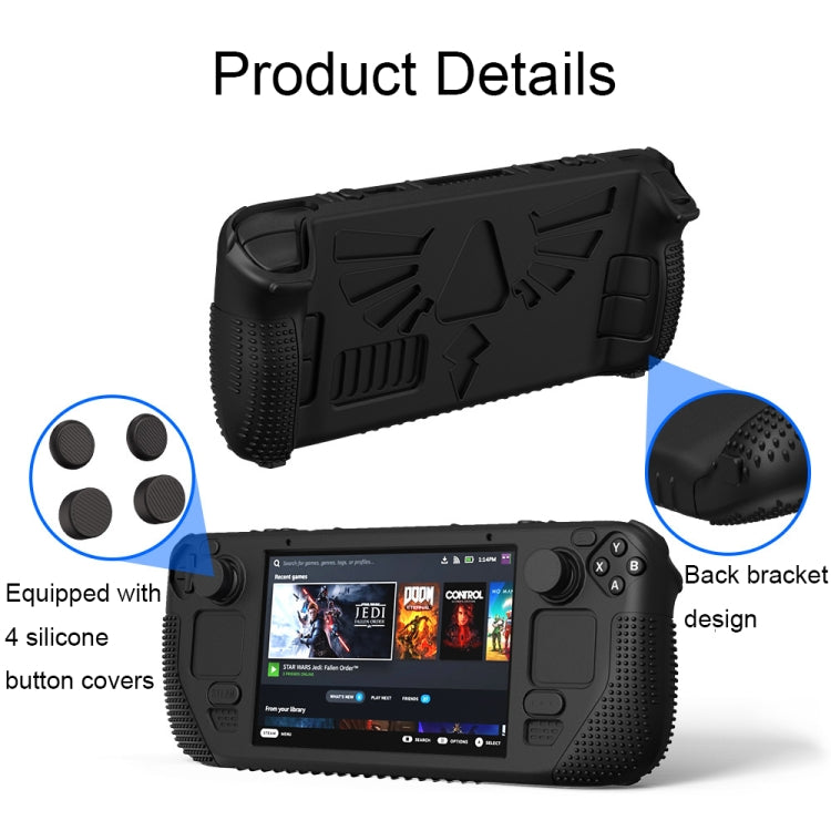 For Steam Deck V V4-1 Pocket Consoles Silicone Non-slip Protective Case with Holder Function(Black) - Accessories by PMC TechLife | Online Shopping South Africa | PMC TechLife