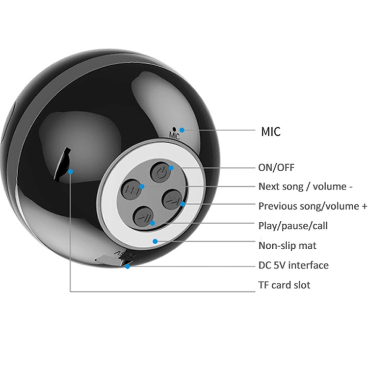 GS009 Bluetooth 4.2 Round Ball Small Speaker With Colorful Light Support TF Card / FM(Black) - Desktop Speaker by PMC TechLife | Online Shopping South Africa | PMC TechLife