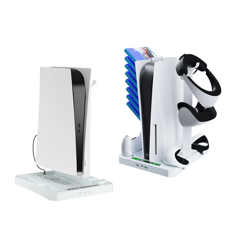 For PS5 ipaly Host Multifunctional Cooling Base VR2 Handle Charging Stand Disc Storage Rack(White) - free shipping - PMC TechLife - Order now!