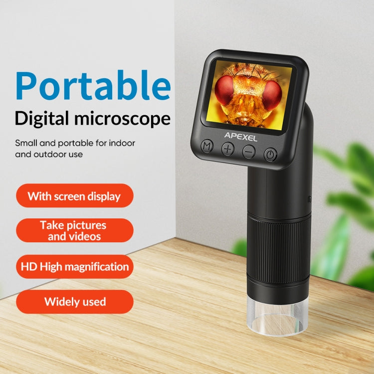 Apexel APL-MS008 Circuit Board Detection Amplification Delay Photography HD Microscopic Lens With Screen(Black) - free shipping - PMC TechLife - Order now!