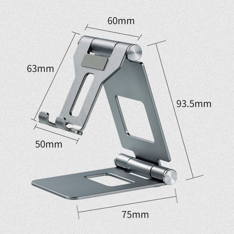 Z10A   Aluminum Alloy Double Folding Mobile Phone Holder Desktop Tablet Lazy Holder(Silver) - Desktop Holder by PMC TechLife | Online Shopping South Africa | PMC TechLife
