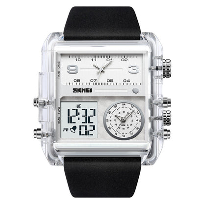 SKMEI 2020 Square Large Dial Triple Movement Men Sports Watch(Transparent White) - LED Digital Watches by SKMEI | Online Shopping South Africa | PMC Jewellery