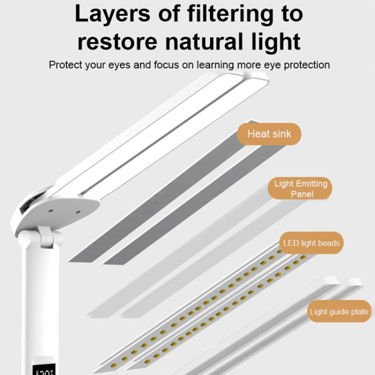 LED Intelligent Digital Display Foldable Desk Lamp, Style: Double Head Charging 3200mAh - Desk Lamps by PMC TechLife | Online Shopping South Africa | PMC TechLife | Buy Now Pay Later Mobicred