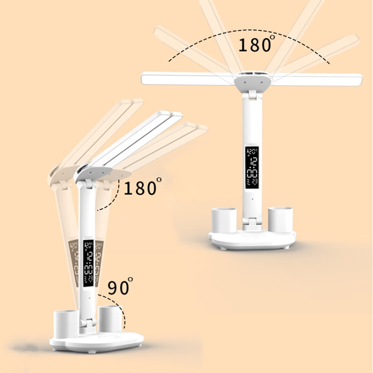 LED Intelligent Digital Display Foldable Desk Lamp, Style: Double Head Charging 3200mAh - Desk Lamps by PMC TechLife | Online Shopping South Africa | PMC TechLife | Buy Now Pay Later Mobicred