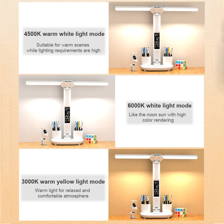 LED Intelligent Digital Display Foldable Desk Lamp, Style: Double Head Charging 3200mAh - Desk Lamps by PMC TechLife | Online Shopping South Africa | PMC TechLife | Buy Now Pay Later Mobicred