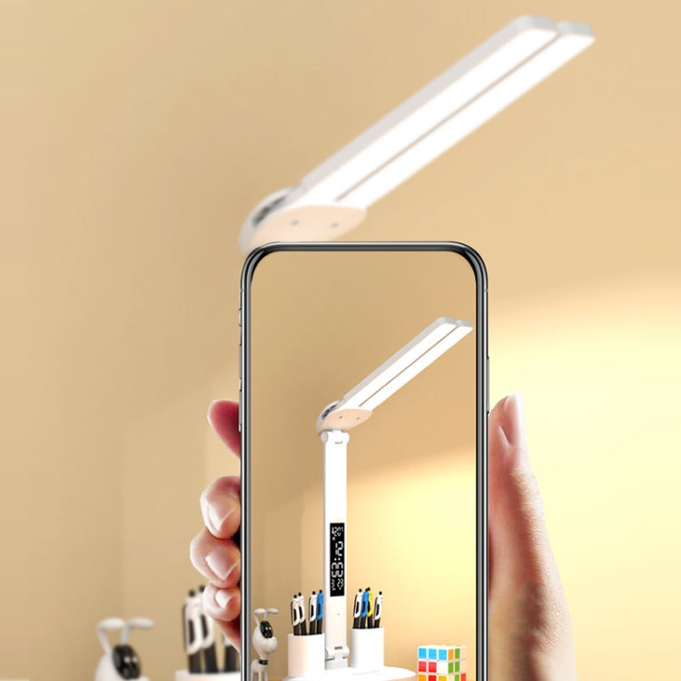 LED Intelligent Digital Display Foldable Desk Lamp, Style: Double Head Charging 3200mAh - Desk Lamps by PMC TechLife | Online Shopping South Africa | PMC TechLife | Buy Now Pay Later Mobicred