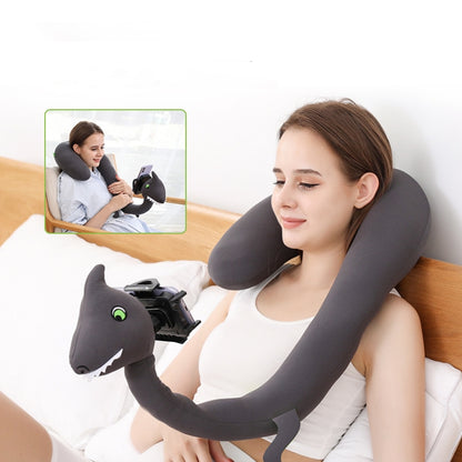 Dinosaur Phone Holder Neck Pillow Lazy Hanging Neck U-shaped Pillow(Dark Gray) - Cushions & Pillows by PMC Jewellery | Online Shopping South Africa | PMC Jewellery