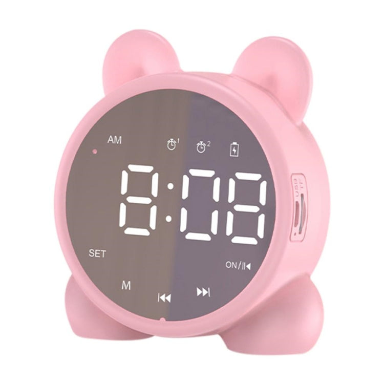 P1 Mini Card Mirror Clock Wireless Bluetooth Speaker with FM Radio(Pink) - Mini Speaker by PMC Jewellery | Online Shopping South Africa | PMC Jewellery