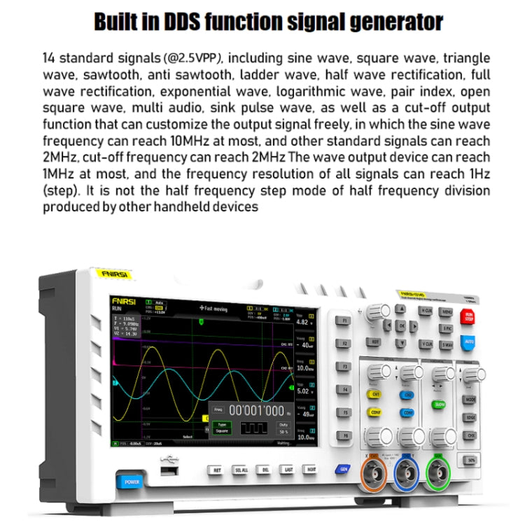 FNIRSI 1014D +P4100 Probe 2 in 1 Dual-channel 100M Bandwidth Digital Oscilloscope 1GS Sampling Signal Generator, US Plug - Digital Multimeter by FNIRSI | Online Shopping South Africa | PMC Jewellery | Buy Now Pay Later Mobicred