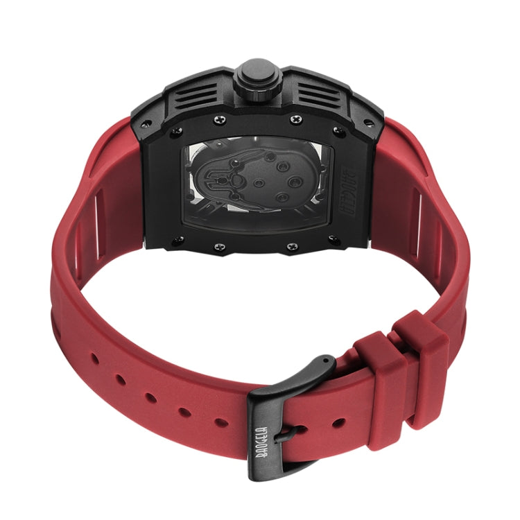 BAOGELA 224143 Barrel-shaped Hollow Surface Silicone Luminous Sports Men Watch(Black Shell Black Belt) - Silicone Strap Watches by BAOGELA | Online Shopping South Africa | PMC Jewellery | Buy Now Pay Later Mobicred