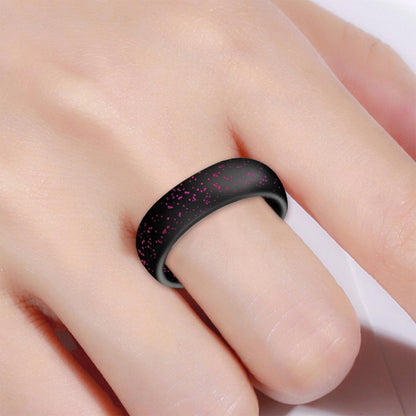 SH100 5.7mm Wide Silicone Ring Glitter Couple Ring No.5(Black Flash Red) - Rings by PMC Jewellery | Online Shopping South Africa | PMC Jewellery