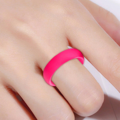 SH100 5.7mm Wide Silicone Ring Glitter Couple Ring No.7(Rose red) - Rings by PMC Jewellery | Online Shopping South Africa | PMC Jewellery