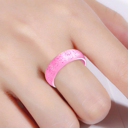 SH100 5.7mm Wide Silicone Ring Glitter Couple Ring No.8(Pink red) - Rings by PMC Jewellery | Online Shopping South Africa | PMC Jewellery