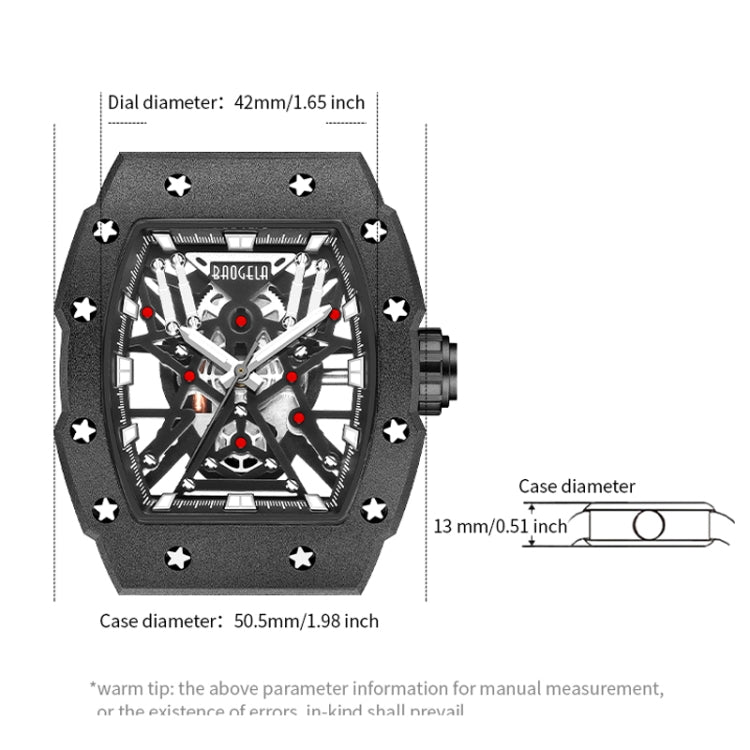 BAOGELA 224147 Wine Barrel Shaped Hollow Night Light Waterproof Sports Silicone Men Watch(Black Shell Black Belt) - Silicone Strap Watches by BAOGELA | Online Shopping South Africa | PMC Jewellery