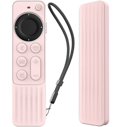 For Apple TV Siri Remote 2/3 AhaStyle PT166 Remote Controller Silicone Protective Case Striped Non-Slip Anti-Drop Cover(Pink) - Remote Control Covers by AhaStyle | Online Shopping South Africa | PMC Jewellery