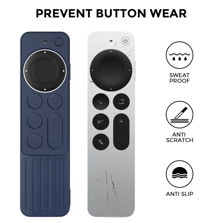 For Apple TV Siri Remote 2/3 AhaStyle PT166 Remote Controller Silicone Protective Case Striped Non-Slip Anti-Drop Cover(Black) - Remote Control Covers by AhaStyle | Online Shopping South Africa | PMC Jewellery