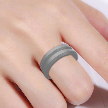 SiR053 V Shaped Grooved Edge Silicone Ring Outdoor Sports Couple Ring No.8(Light Gray) - Rings by PMC Jewellery | Online Shopping South Africa | PMC Jewellery