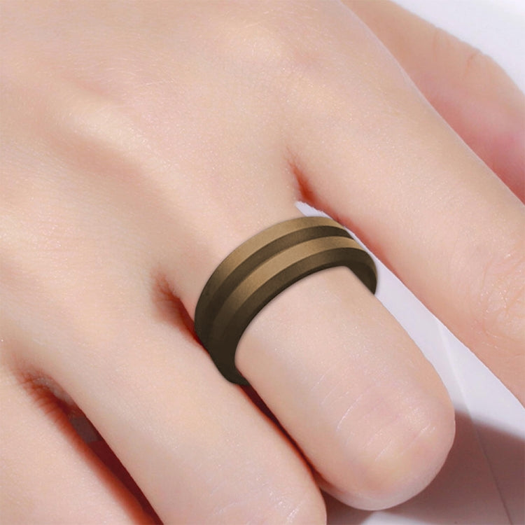 SiR053 V Shaped Grooved Edge Silicone Ring Outdoor Sports Couple Ring No.9(Brown) - Rings by PMC Jewellery | Online Shopping South Africa | PMC Jewellery