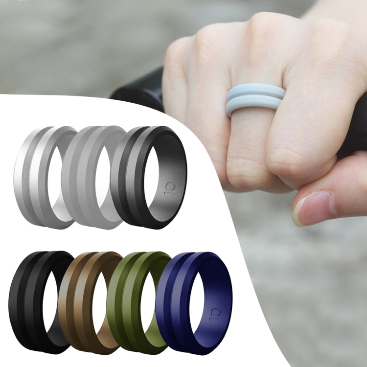 SiR053 V Shaped Grooved Edge Silicone Ring Outdoor Sports Couple Ring No.9(Dark Blue) - Rings by PMC Jewellery | Online Shopping South Africa | PMC Jewellery