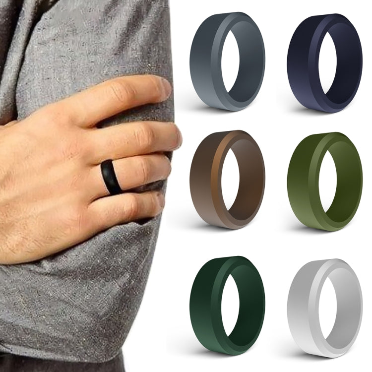 SIR062 8MM Wide Bevel Silicone Ring Sports Ring No.11(Bronze) - Rings by PMC Jewellery | Online Shopping South Africa | PMC Jewellery