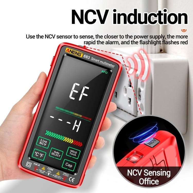 ANENG 683 Smart Touch Screen Automatic Range Rechargeable Multimeter(Red) - free shipping - PMC TechLife - Order now!