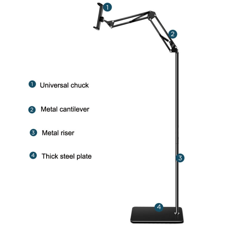 155cm Mobile Phone Tablet Live Broadcast Bedside Lifting Bracket Cantilever Floor Stand (White) - Lazy Bracket by PMC TechLife | Online Shopping South Africa | PMC TechLife