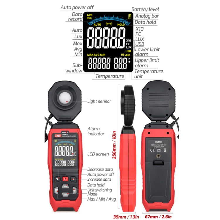 TASI TA632A Digital Illuminance Meter Lumen Tester Brightness Meter - free shipping - PMC TechLife - Order now!