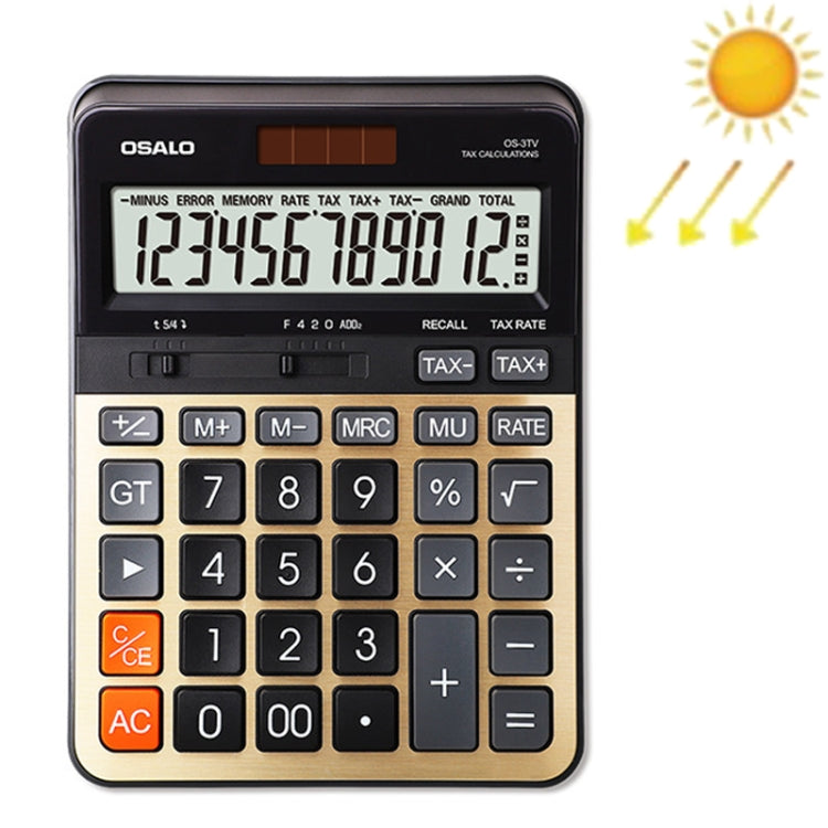 OSALO OS-3TV 12-digit LCD Screen Solar Dual Power Supply Desktop Calculator - Calculator by OSALO | Online Shopping South Africa | PMC Jewellery | Buy Now Pay Later Mobicred