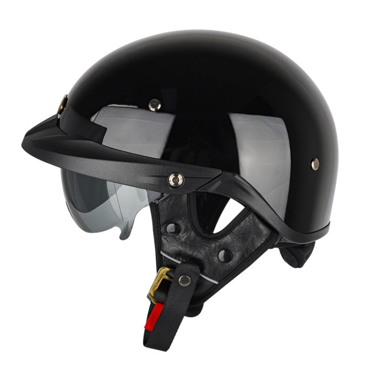 SOMAN Motorcycle Half Helmet Adjustable Helmet With Inner Mirror, Size: XXL(Bright Black) - free shipping - PMC TechLife - Order now!