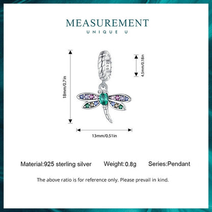 SCX141 Sterling Silver Zircon Dragonfly Beaded Jewelry Accessory - Jewelry Accessories by PMC Jewellery | Online Shopping South Africa | PMC Jewellery