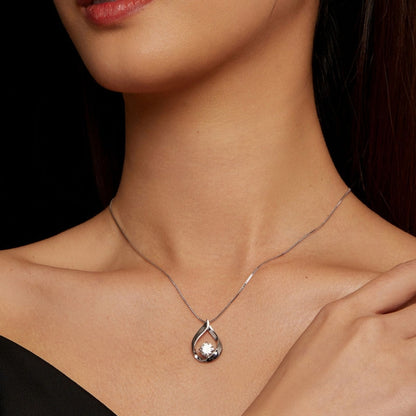 Sterling Silver Plated Plated Waterdrop Moissanite Necklace - Necklaces & Pendants by PMC Jewellery | Online Shopping South Africa | PMC Jewellery