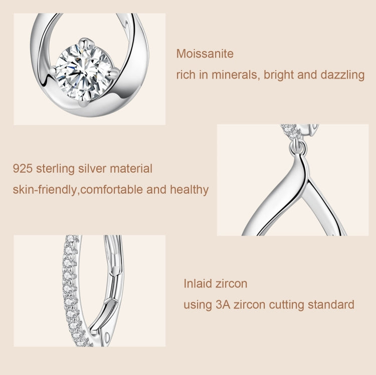 Sterling Silver Plated Plated Moissanite Earrings Necklace Set - Jewelry Sets by PMC Jewellery | Online Shopping South Africa | PMC Jewellery