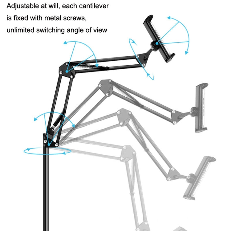 175cm Mobile Phone Tablet Live Broadcast Bedside Lifting Bracket Telescopic Cantilever Model (White) - Lazy Bracket by PMC TechLife | Online Shopping South Africa | PMC TechLife