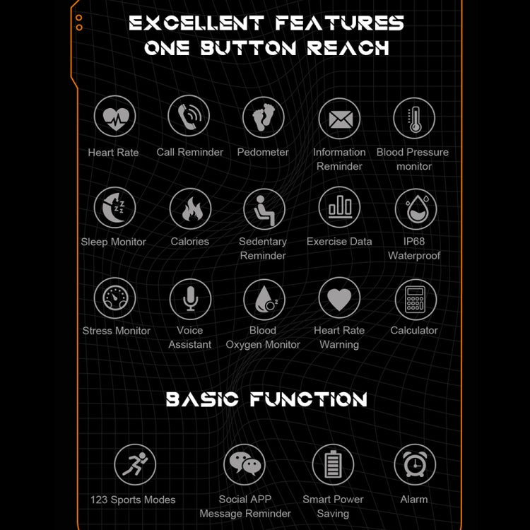 1.83 Inch IP68 Waterproof Bluetooth Call Sports Smart Watch Outdoor Three-Proof Multifunctional Watch(Orange) - Smart Watches by PMC TechLife | Online Shopping South Africa | PMC TechLife