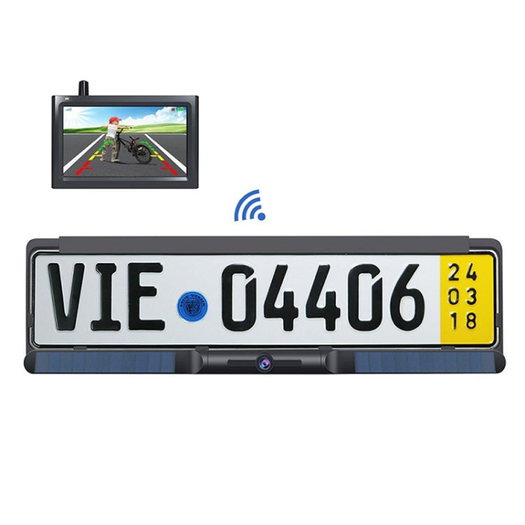 Solar Integrated License Plate Frame Vehicle Camera Wireless Reversing Display(RC03) - Rear View Cameras by PMC TechLife | Online Shopping South Africa | PMC TechLife