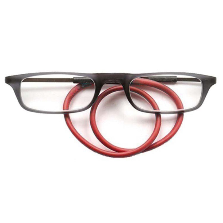 Portable Magnetic Hanging Neck Retractable Reading Glasses +175(Gray Frame Red Legs) - Presbyopic Glasses by PMC Jewellery | Online Shopping South Africa | PMC Jewellery