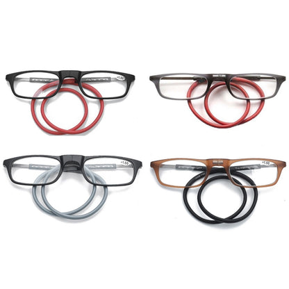 Portable Magnetic Hanging Neck Retractable Reading Glasses +275(Gray Frame Red Legs) - Presbyopic Glasses by PMC Jewellery | Online Shopping South Africa | PMC Jewellery