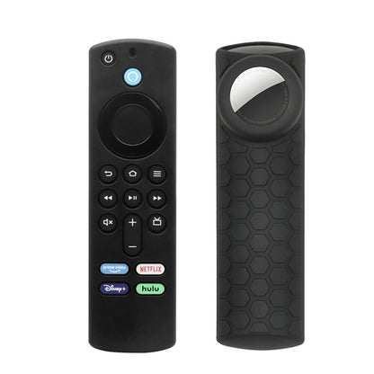 2pcs Remote Control Case For Amazon Fire TV Stick 2021 ALEXA 3rd Gen With Airtag Holder(Black) - Remote Control Covers by PMC Jewellery | Online Shopping South Africa | PMC Jewellery